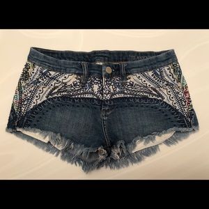 Embroidered jean shorts